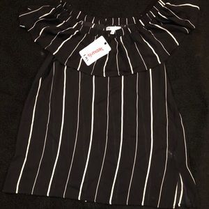 Off The Shoulder Black and White Blouse